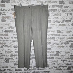 NEW Savane Dress Pants Mens 44x30 Greige Sharkskin No Iron Performance Straight